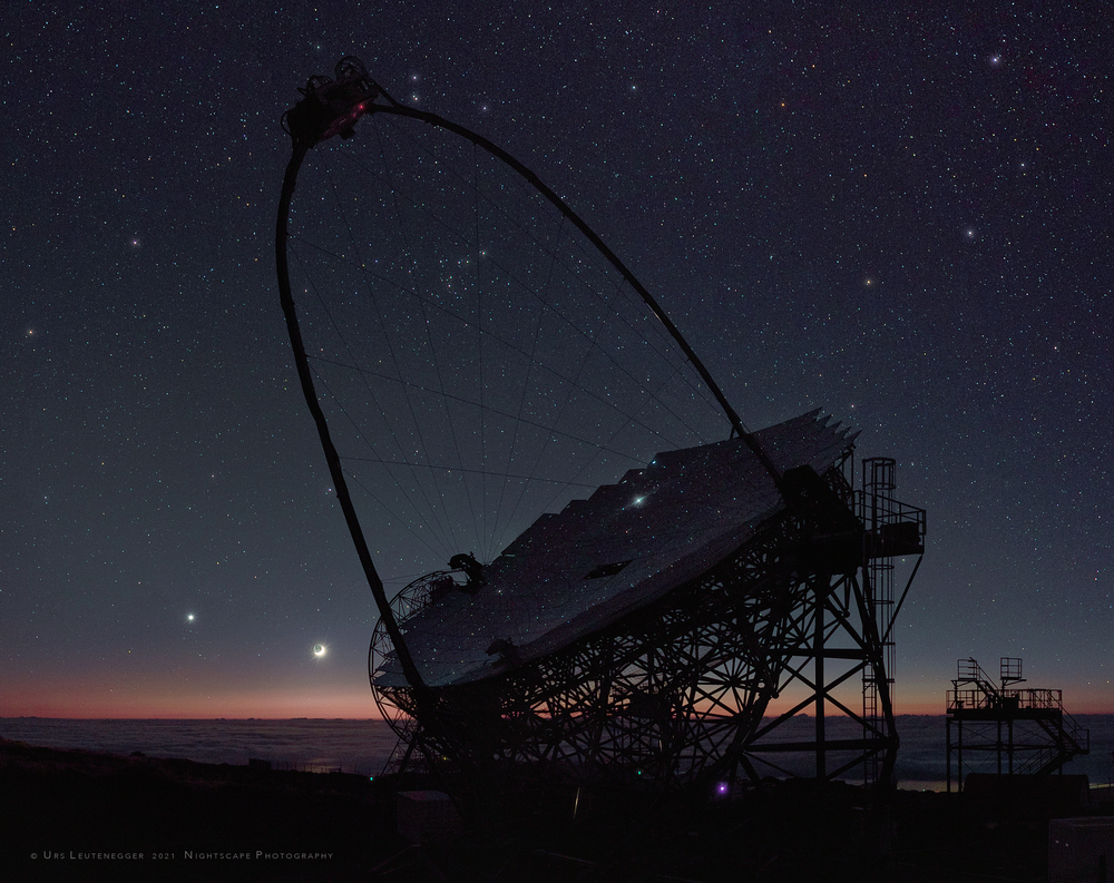Cherenkov Telescope against the background of the starry sky