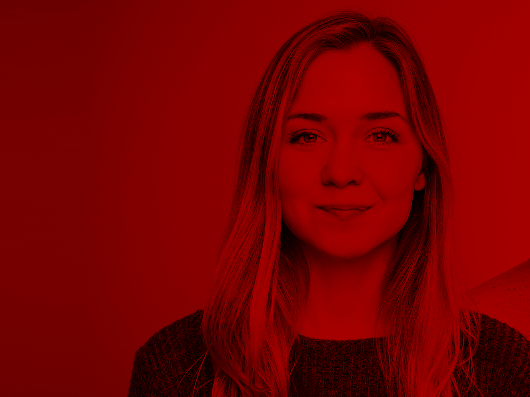 a decorative element - a black and red portrait of a girl