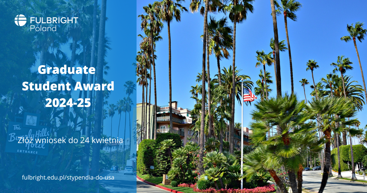 Grafika promująca stypendium Fullbright