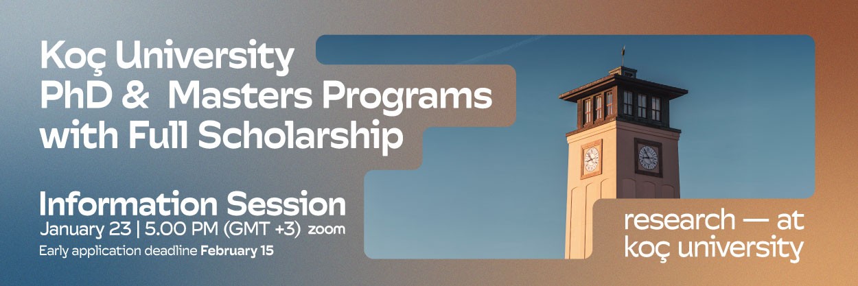  A fragment of a building from the Koc University campus and a text informing about scholarships