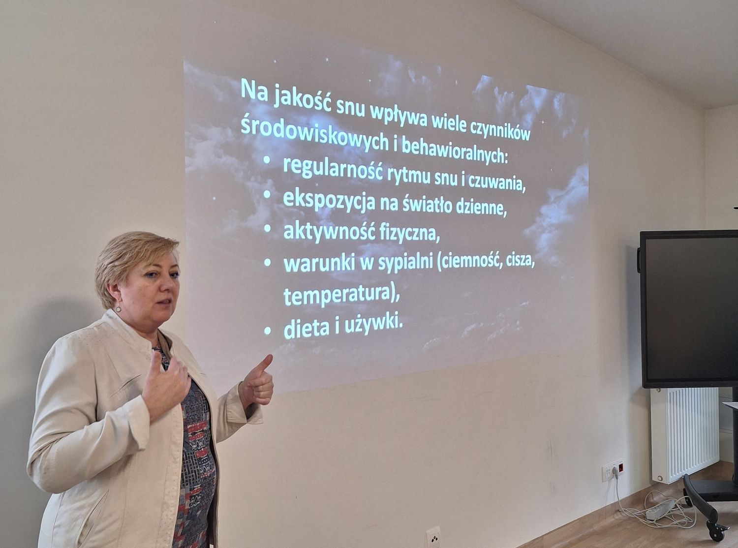 Wykład prozdrowotny w sali warsztatowej