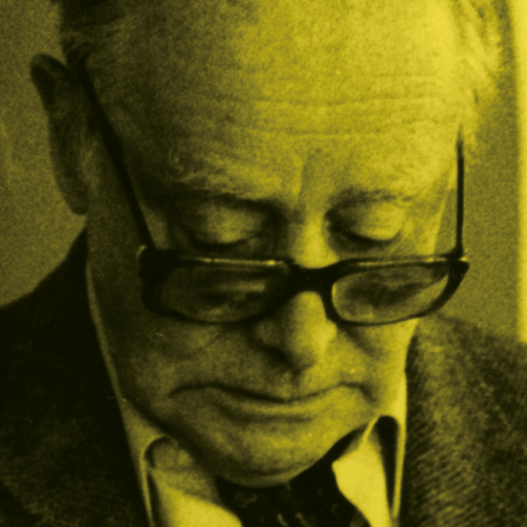 Grafika z głową Jerzego Giedroycia 