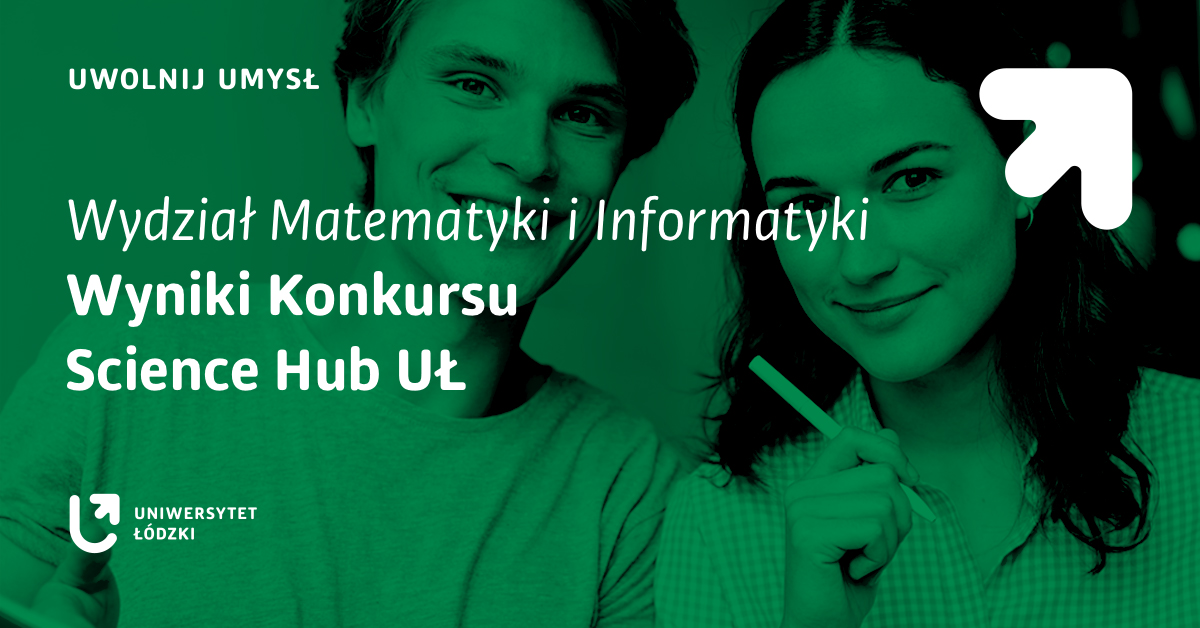 grafika w zielonym kolorze z uśmiechniętymi młodymi ludźmi, z napisami 