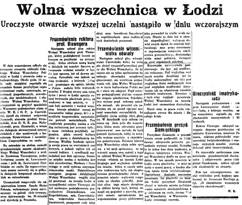 Wolna Wszechnica w Łodzi - fragment artykułu