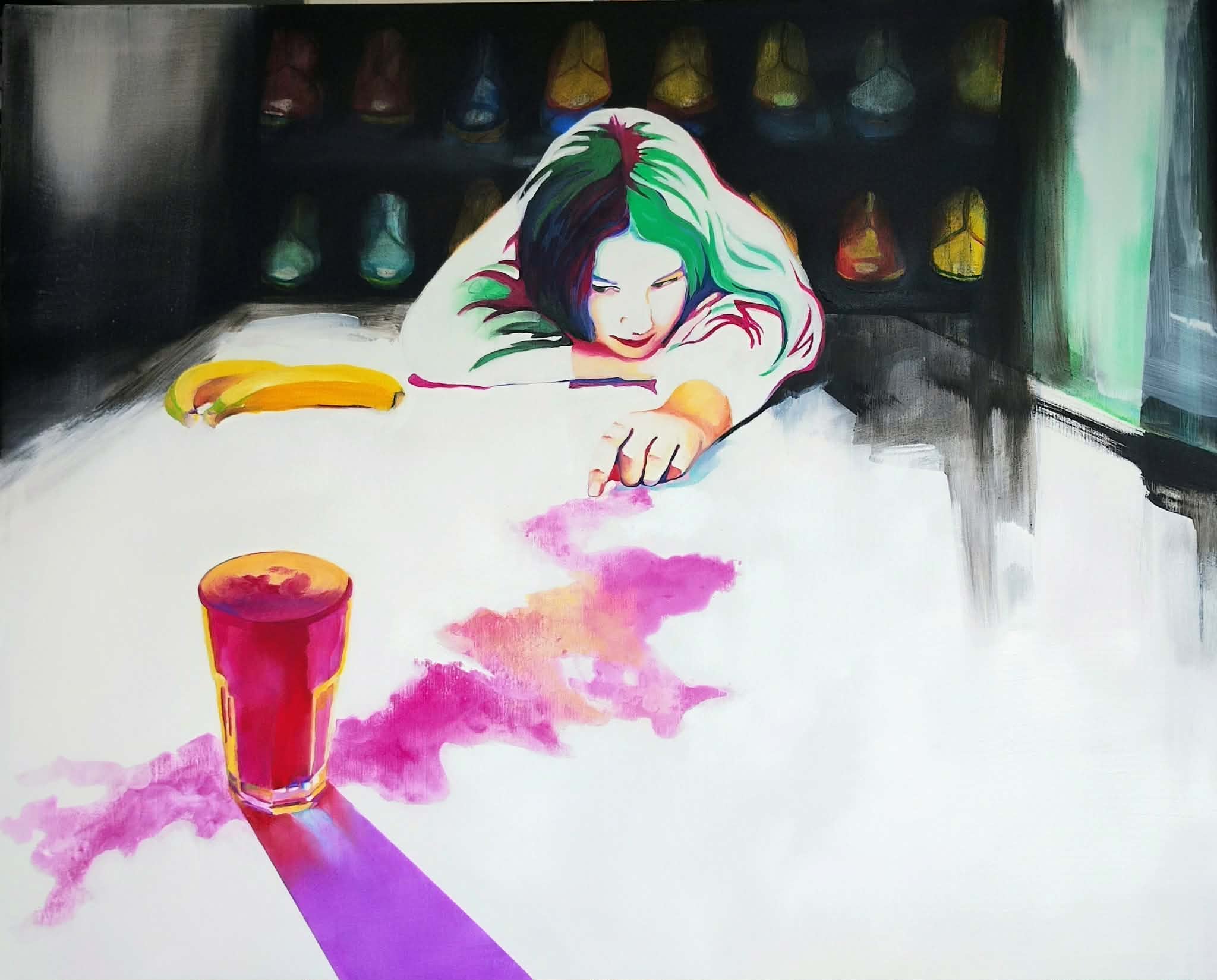 Na zdjęciu widoczna jest kobieta półleżąca na stole.