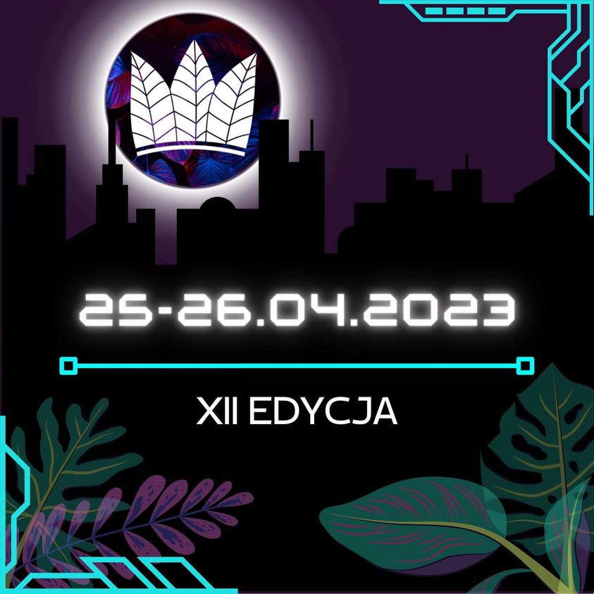 Plakat Łódź Jungle Web w neonowych kolorach