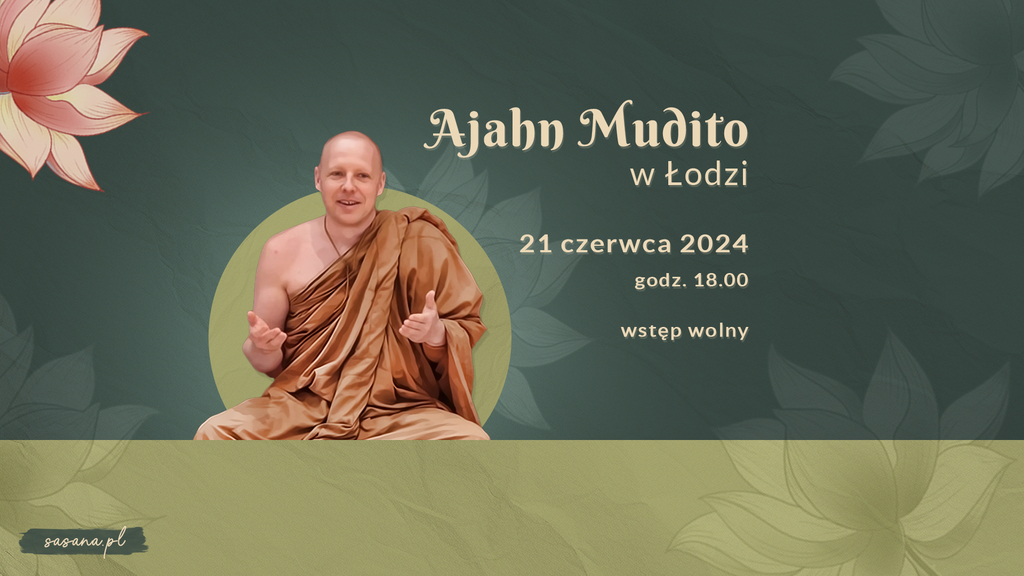 mnich buddyjski i zaproszenie na wydarzenie
