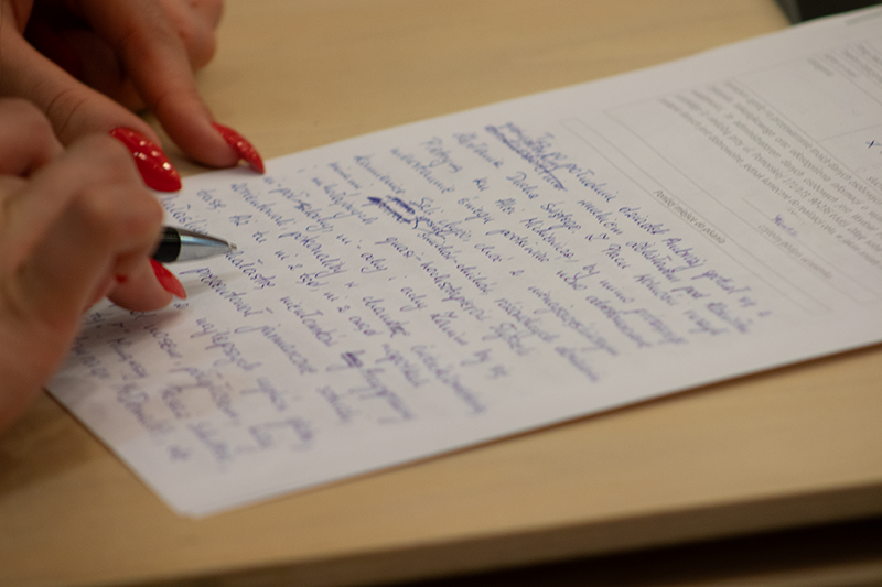 Kartka z tekstem dyktanda