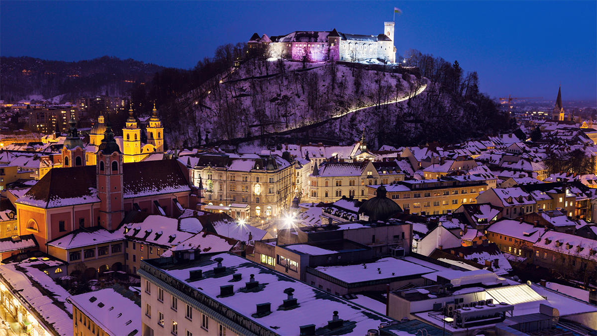 Krajobraz zimowy w Słowenii