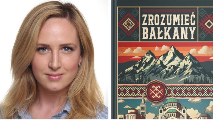 Grafika z wizerunkiem autorki i książki zapowiadające wydarzenie