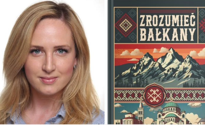 A graphic featuring the author and the book announcing the event