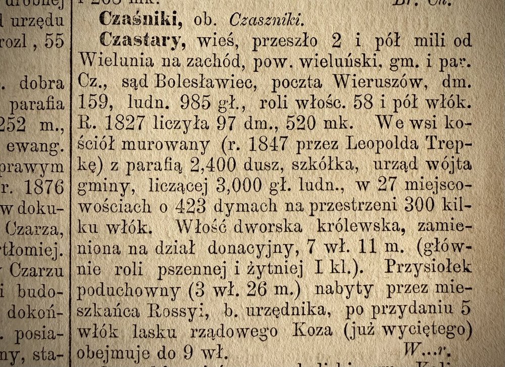 Zdjęcie strony słownika z hasłem Czastary