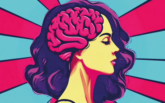 Grafika z kolorową głową kobiety