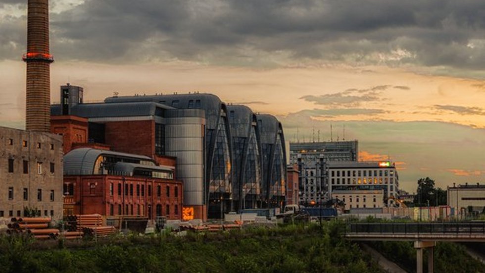 sunset over the city