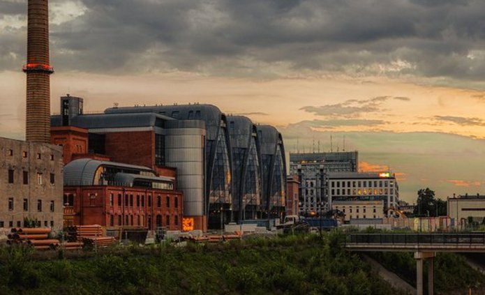 sunset over the city