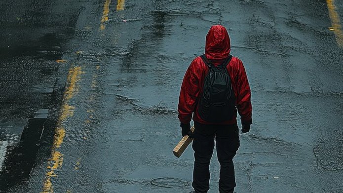 a decorative element: a lone protester
