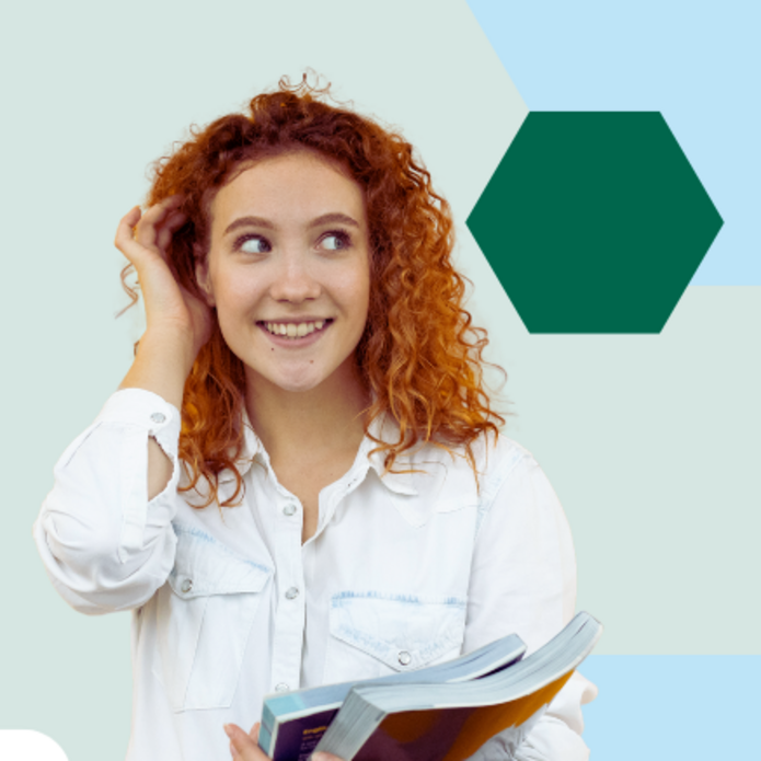 A female student holding books
