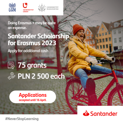 Poster promoting Erasmus scholarship Santander