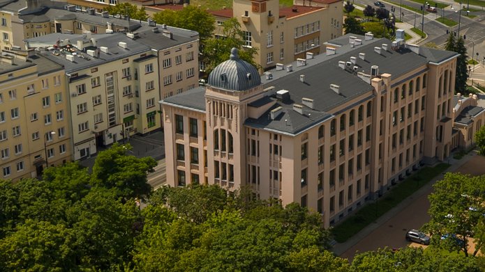 budynek Rektoratu UŁ z lotu ptaka