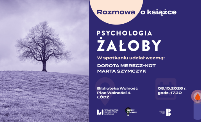 Grafika z napisem Psychologia żałoby