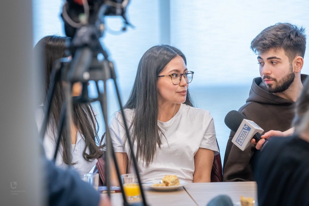 Interview with a student for television