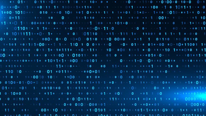 Grafika systemu zerojedynkowego na niebieskim tle