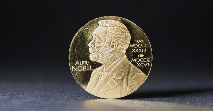 A medal with Alfred Nobel's image