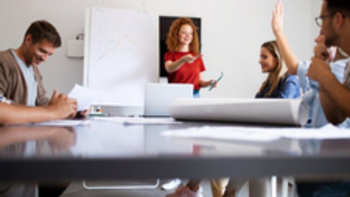 a decorative element: company employees working together