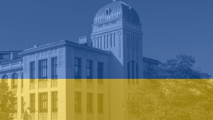 building of the UL Rector's Office in blue and yellow colors