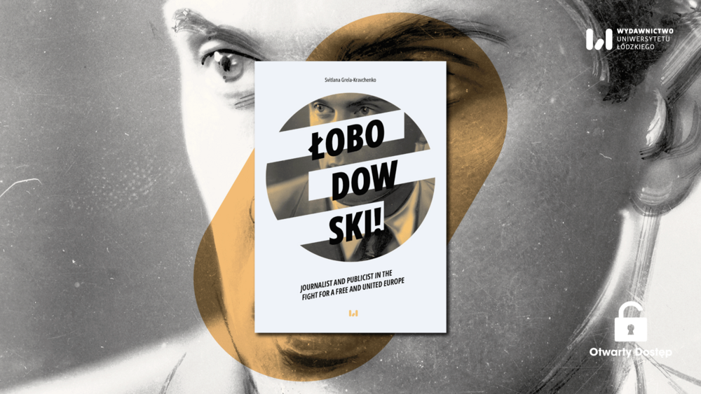 Cover of the book with a photo of Łobodowski in the background