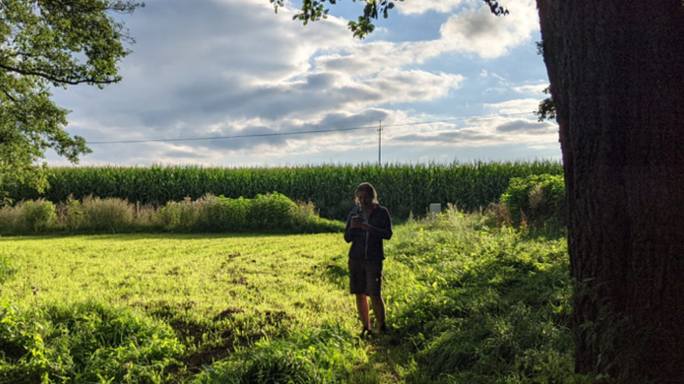 Dr Edyta Łaszkiewicz surrounded by the greenery