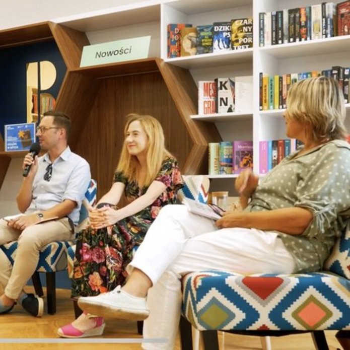 Uczestnicy rozmowy: dr Joanna Podolska, dr Adam Sitarek i Ewa Bużałek