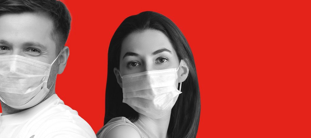 woman and man in masks