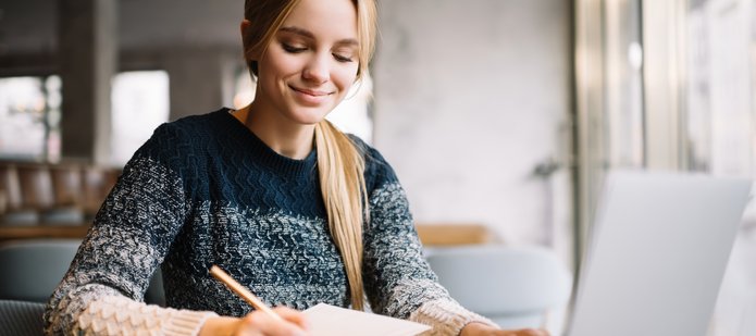 a woman at a computer