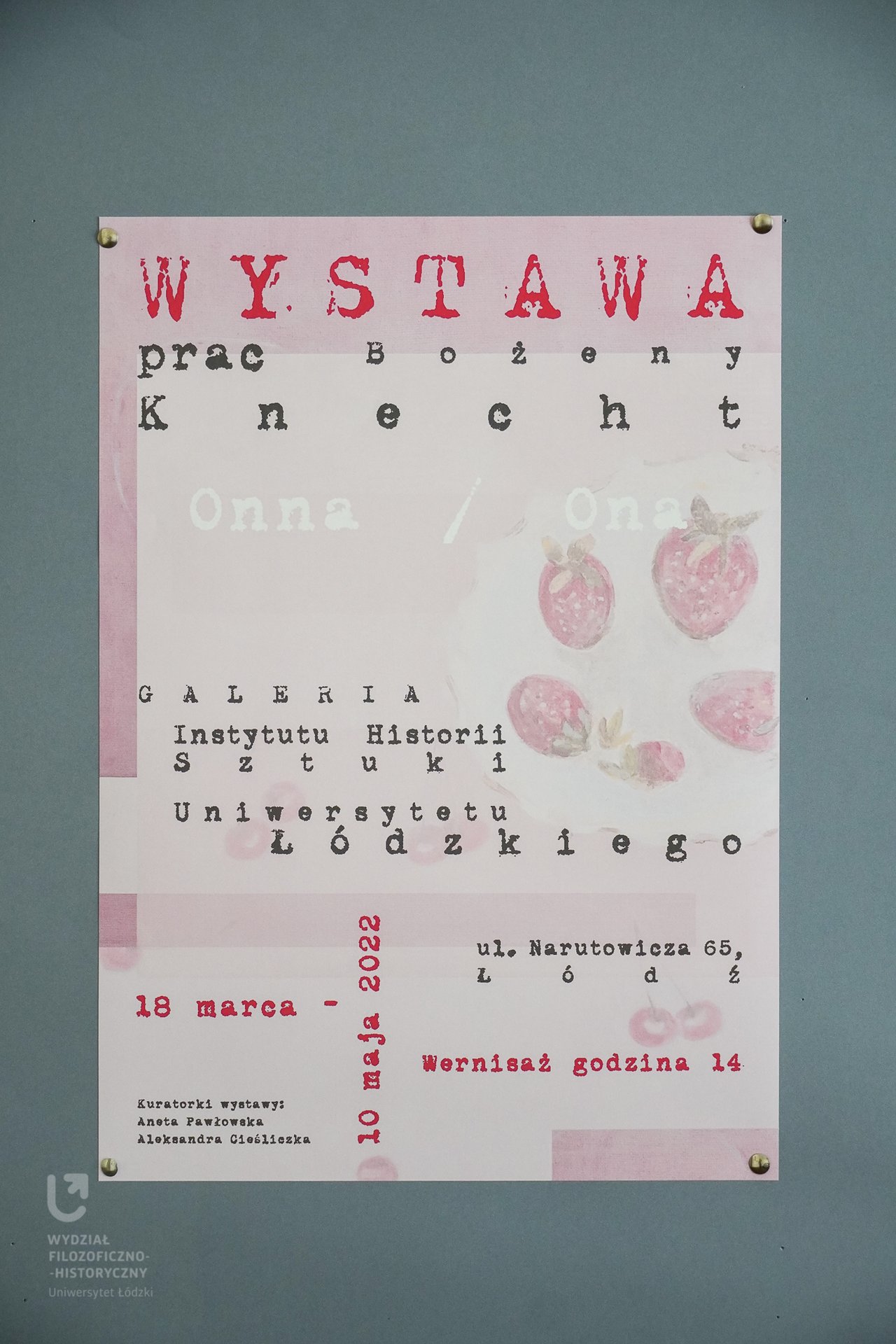 Plakat promujący wystawę prac Bożeny Knecht "Onna/Ona"
