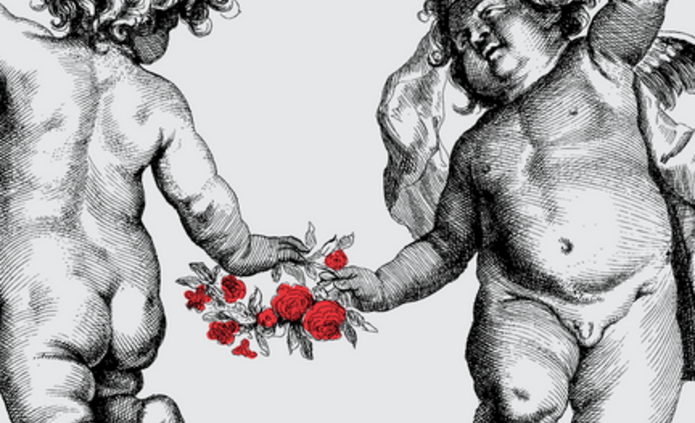 Plakat wydarzenia Sekstant w dwoma barokowymi cherubinami w środku