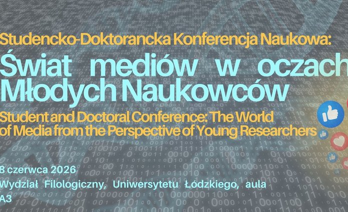 Poster of the conference entitled "The World of Media From the Perspective of Young Researchers"