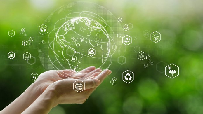 Sustainable development goal (SDGs) concept.Hands holding Global Element dekoracyjny