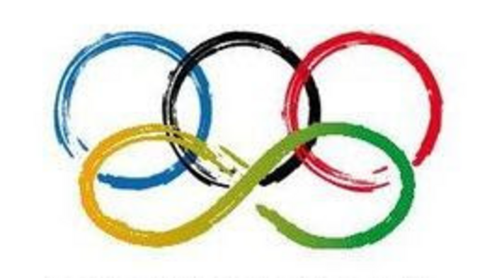 koła olimpijskie i znak nieskończoności
