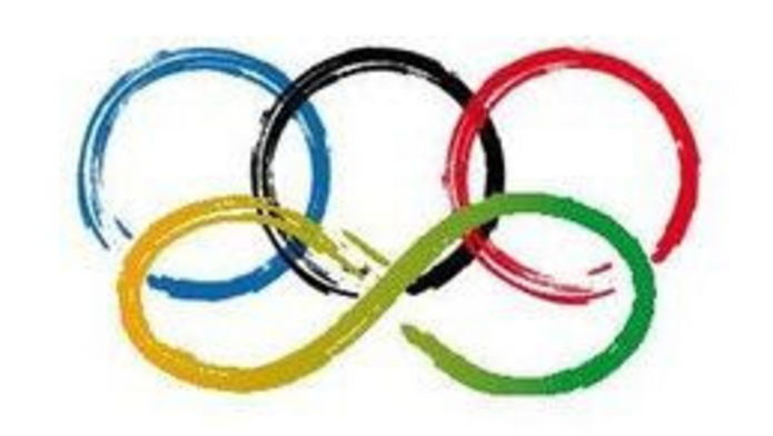 koła olimpijskie i znak nieskończoności