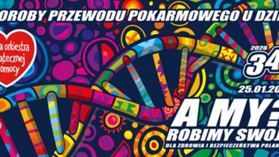 Official graphic for the 34th Grand Finale of the Great Orchestra of Christmas Charity. Digestive diseases in children. 25 January 2026 