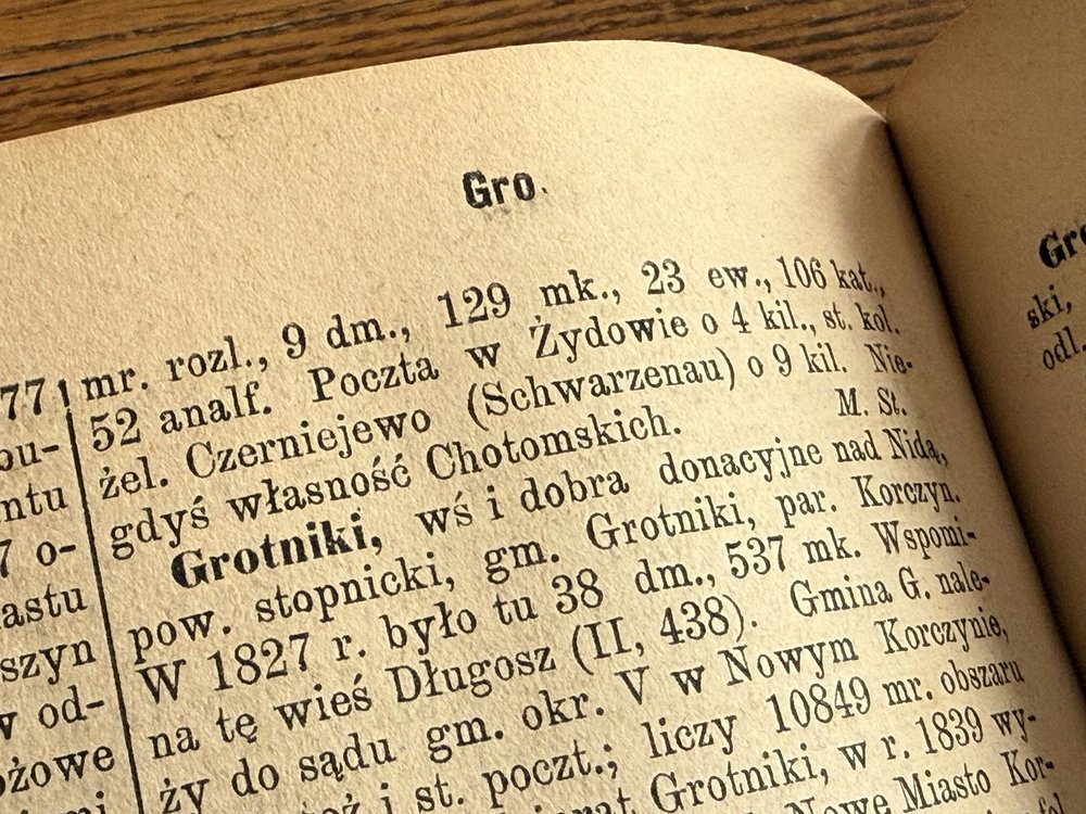 Zdjęcie strony słownika z hasłem Grotniki