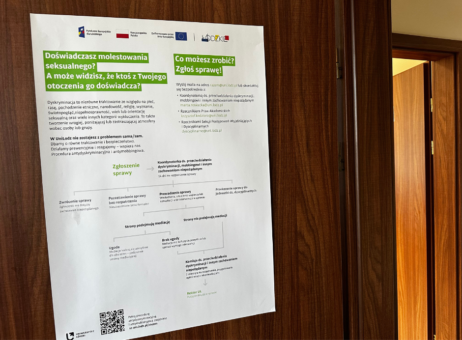 Plakat z procedurami w ramach kampanii UniLodz Razem