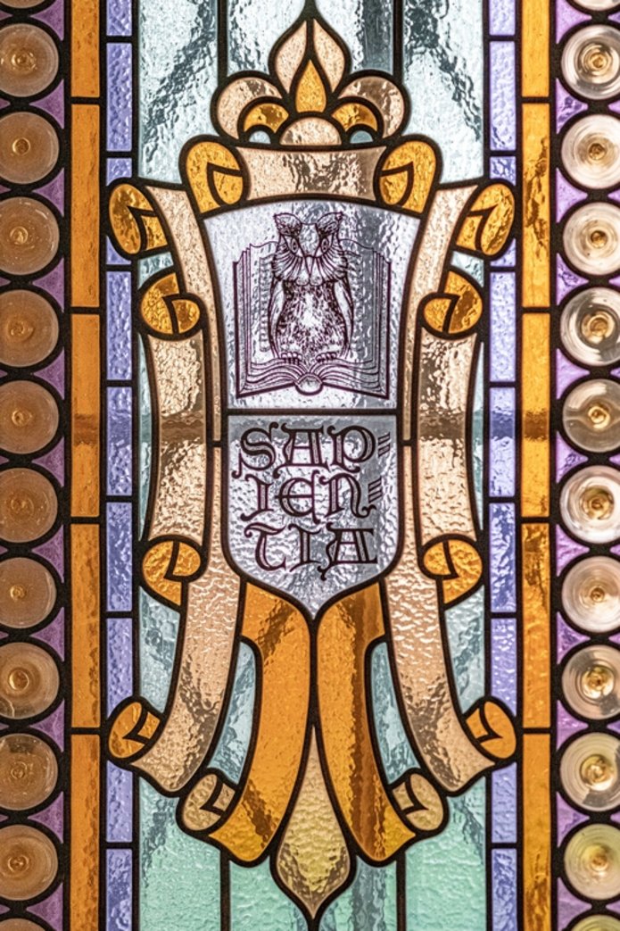 Jeden z malowniczych witraży w pałacu Biedermanna