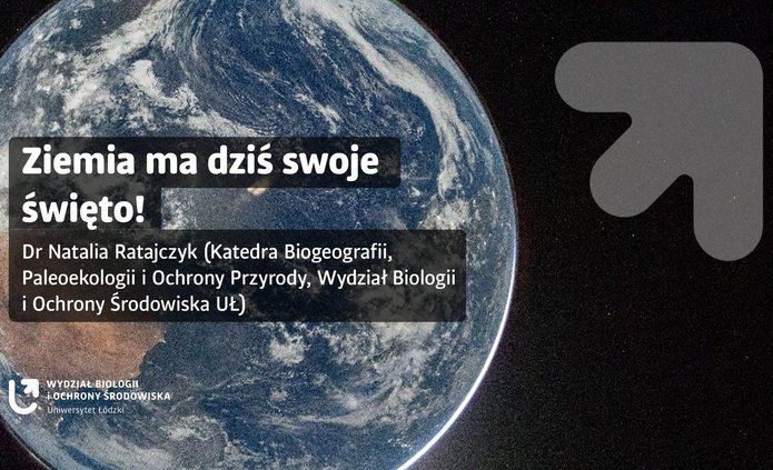 graphic illustrating the text: an image of the blue planet seen from aboard a spacecraft with inscription about Earth Day