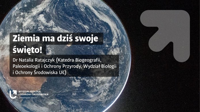 graphic illustrating the text: an image of the blue planet seen from aboard a spacecraft with inscription about Earth Day