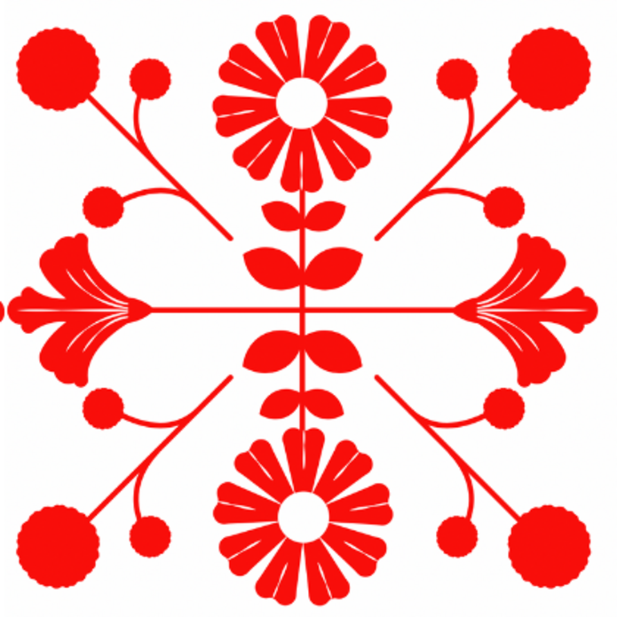 Grafika poglądowa, czerwona wycinanka.