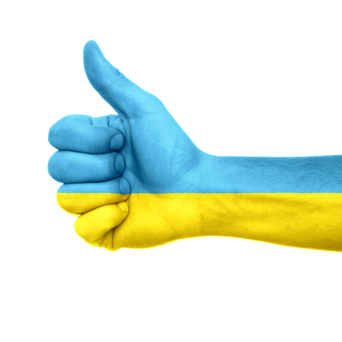 A palm with the flag of Ukraine