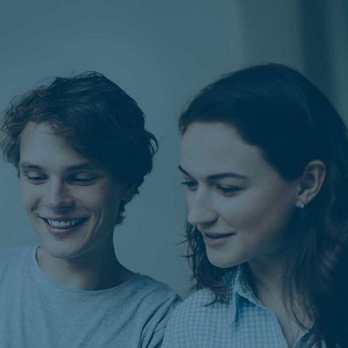 a decorative element: two young persons