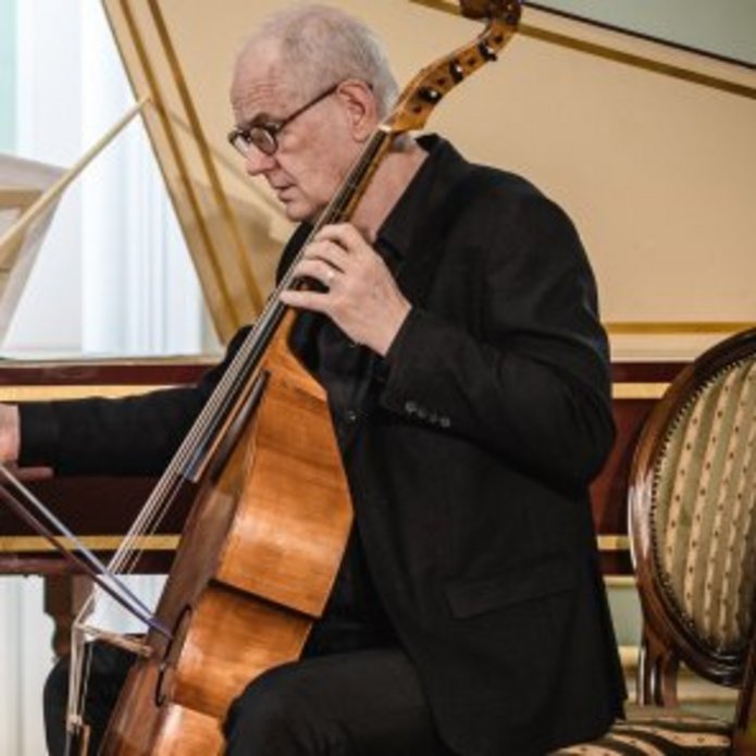 Mark Caudle playing the viola da gamba